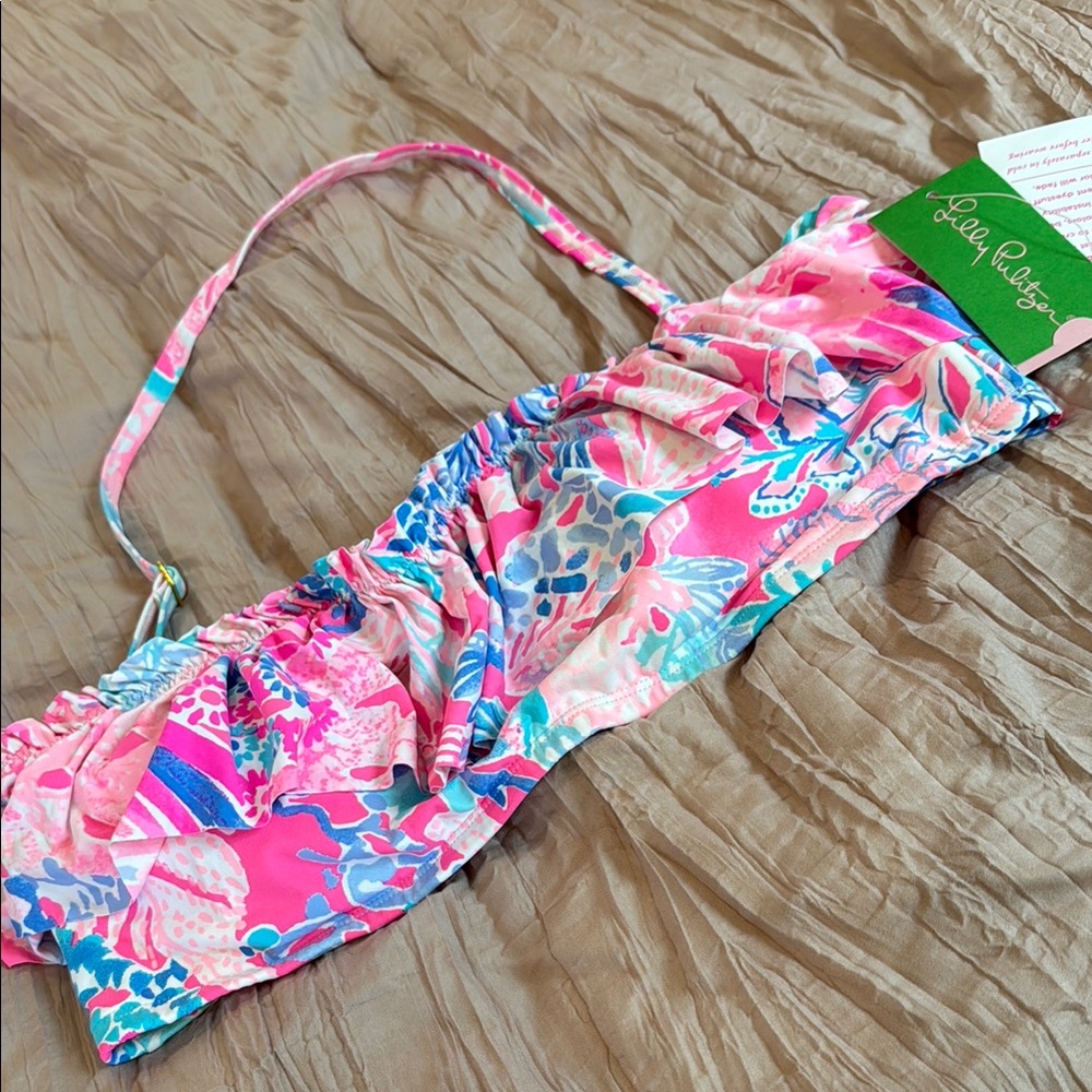 NWT Lilly Pulitzer Tropical Pink and Blue Bikini TOP